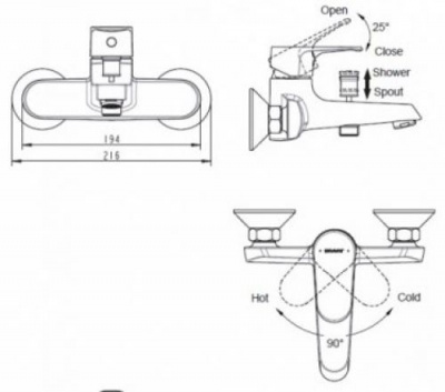 Смеситель для ванны Alfa F6120178CP-01 Bravat фото в интернет-магазине Русалия