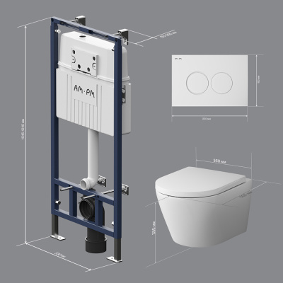 IS100101.701700 Инсталляция MasterFit с клав L глянц белый с подвес унит Spirit V2.0 FlashClean с сид м/лиф Am.Pm фото в интернет-магазине Русалия