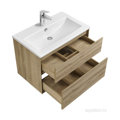 Тумба под раковину AQUATON Либерти 75 2 ящика, дуб эльвезия 1A279501LYC70 фото в интернет-магазине Русалия