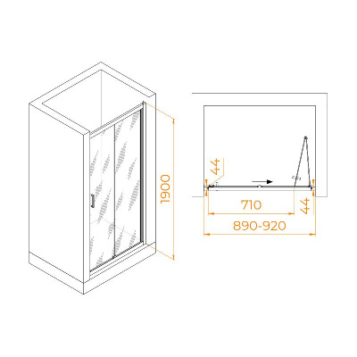 Душевая дверь RGW PA-21B 900, стекло прозрачное, профиль черный фото в интернет-магазине Русалия