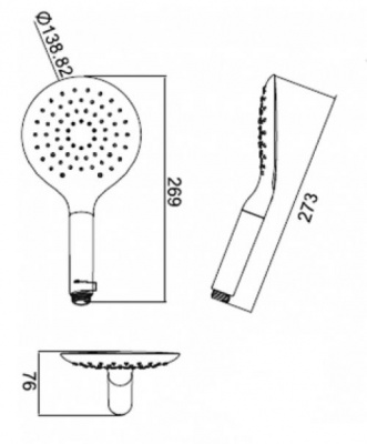 Душевая лейка 130 мм Snow P70144CP-RUS Bravat фото в интернет-магазине Русалия