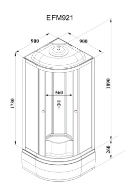 Кабина EFM921 душевая PARLY 
 90х90х215 см фото в интернет-магазине Русалия