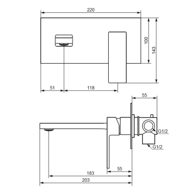 530260300 Gala встраиваемый смеситель для умывальника, чёрный Damixa фото в интернет-магазине Русалия