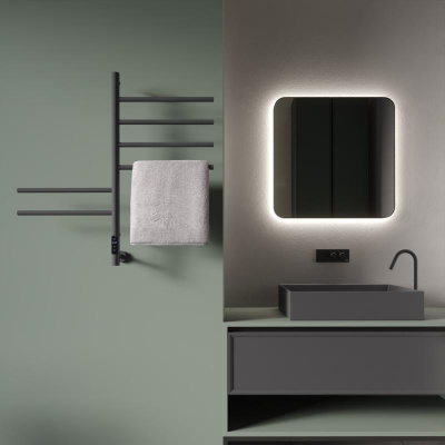 Полотенцесушитель электрический Vincea VTD-1S2CGE 43х80, графит, таймер фото в интернет-магазине Русалия