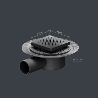 W01BD-P11-010-01BM MasterFlow Трап для душа точечный универс затвор Cut Gradient 10см цвет черн мат Am.Pm фото в интернет-магазине Русалия