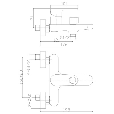 Смеситель для ванны Rossinka RS33 (RS33-31) фото в интернет-магазине Русалия