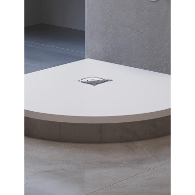 Каменный душевой поддон полукруглый RGW ST/R-W Белый  900x900 фото в интернет-магазине Русалия