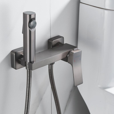 Гигиенический душ со смесителем Shevanik S4005T-1, оружейная сталь фото в интернет-магазине Русалия