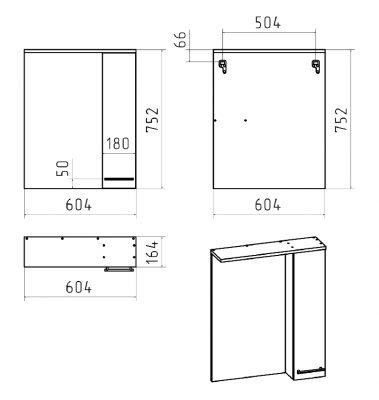 Зеркальный шкаф Крафт 60 правый П-Кра-02060-011П Misty фото в интернет-магазине Русалия