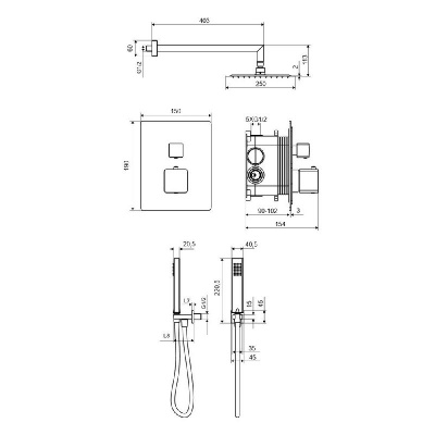 Термостатическая душевая система скрытого монтажа EXCELLENT Keria AREX.SET.2048CR (хром) фото в интернет-магазине Русалия