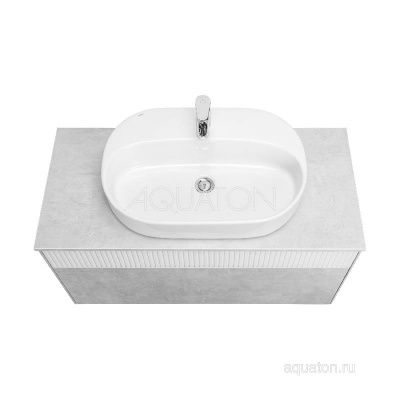 Тумба под раковину AQUATON Марбл 100 слэйт, белый матовый 1A276301MH4C0 фото в интернет-магазине Русалия