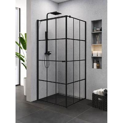 Душевое ограждение NEW TRENDY SUPERIA BLACK 90x90x195 L K-0598 фото в интернет-магазине Русалия