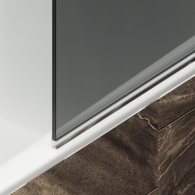 Распашная шторка для ванны поворотная на монопетле 60 см, стекло тонированное (графит), профиль хром матовый MGV-613-5 Maybah Glass фото в интернет-магазине Русалия