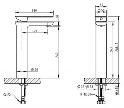 Смеситель для умывальника высокий Gina F165104C-A Bravat фото в интернет-магазине Русалия