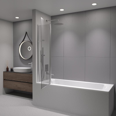 Шторка на ванну RGW SC-11, стекло прозрачное, профиль хром фото в интернет-магазине Русалия