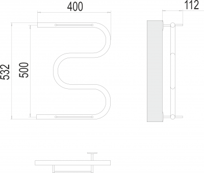 Водяной полотенцесушитель М-образный с/п (1") 500х400 4620768880322 Terminus фото в интернет-магазине Русалия