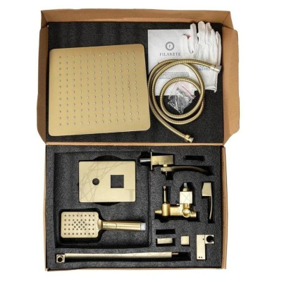 Душевая система встраиваемая FILARETE Waterfall FL1010MG, матовое золото фото в интернет-магазине Русалия