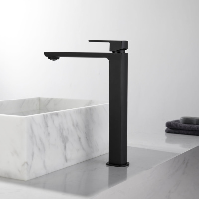 Смеситель для накладной раковины Next VBF-1N2MB однорычажный, черный Vincea фото в интернет-магазине Русалия