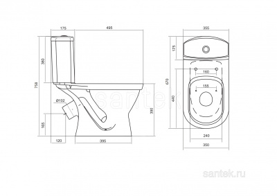 Унитаз - компакт с сиденьем полипропилен Алькор 1WH302196 Сантек фото в интернет-магазине Русалия