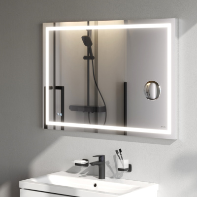 M91AMOX1003WG Универсальное зеркало с контурной Led-подсветкой, часами и косметическим зеркалом 100 Am.Pm фото в интернет-магазине Русалия