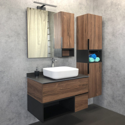 COMFORTY. Шкаф-колонна  "Штутгарт-40" дуб тёмно-коричневый фото в интернет-магазине Русалия