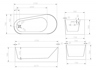 Акриловая ванна ABBER AB9496-1.7 L 170х78х58 см фото в интернет-магазине Русалия