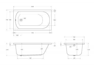 Акриловая ванна CEZARES ECO-130-70-40-W37 фото в интернет-магазине Русалия