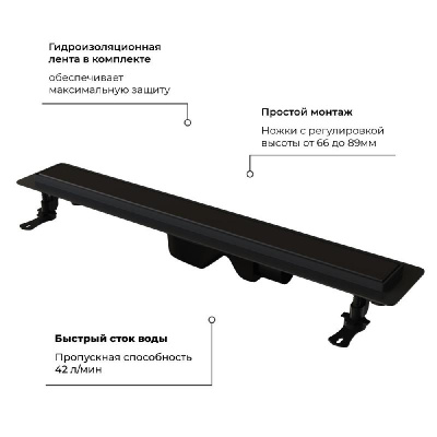 Душевой лоток Drain Leo-31 с универсальной решеткой, 40 см RGW фото в интернет-магазине Русалия