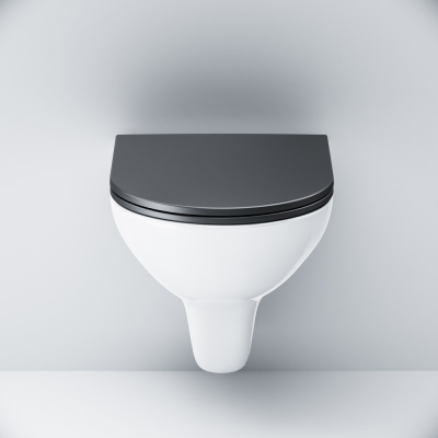 C901700SCmb Gem подвесной унитаз FlashClean с черным матовым сиденьем микролифт фото в интернет-магазине Русалия