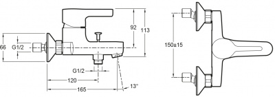 Смеситель для ванны Viteo E15414-CP Jacob Delafon фото в интернет-магазине Русалия