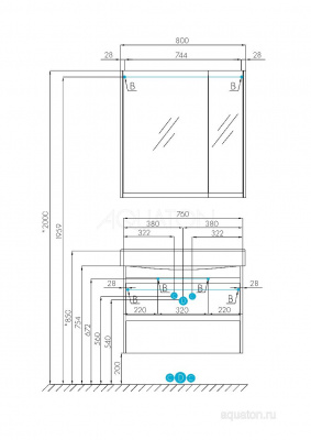 Тумба под раковину AQUATON Нортон 80 белая 1A248901NT010 фото в интернет-магазине Русалия
