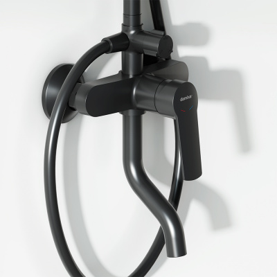 977740300 Jupiter душевая система с ванно-душевым смесителем, черный Damixa фото в интернет-магазине Русалия