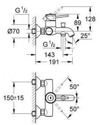 Смеситель для ванны BauClassic 32865000 Grohe фото в интернет-магазине Русалия