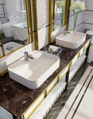 AQM5003 Раковина настольная с отверстием под смеситель. 610x450x120 фото в интернет-магазине Русалия