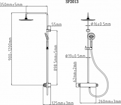 Душевая система GL-SF2013LW Gllon фото в интернет-магазине Русалия