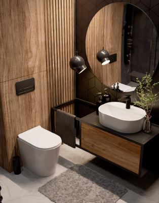 AQM3001 Унитаз напольный приставной сиденьем SoftClose, технология смыва Rimless. 580x370x430 AQUAme фото в интернет-магазине Русалия