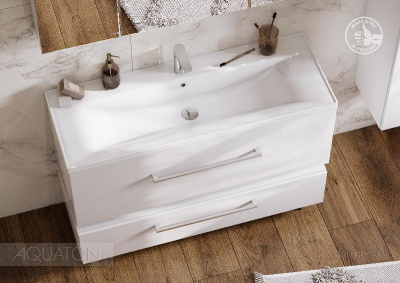 Тумба под раковину AQUATON Мадрид 120 M 1 ящик белый 1A168701MA010 фото в интернет-магазине Русалия