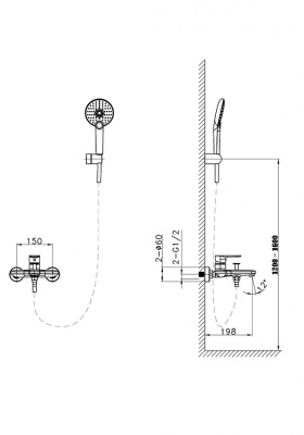 Смеситель для ванны AltroBagno Diretto 0209 Bi AltroBagnoDiretto0209Bi фото в интернет-магазине Русалия