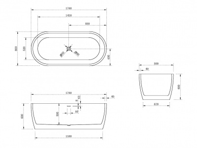 Акриловая ванна ABBER AB9219 175,5х80х60 см фото в интернет-магазине Русалия
