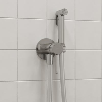 Встраиваемый смеситель с гигиеническим душем, матовый хром, IDDIS, 005BCR0i08 фото в интернет-магазине Русалия