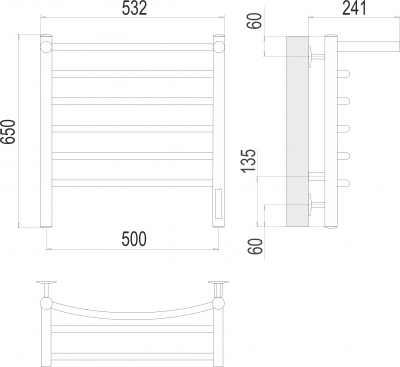 Электрический полотенцесушитель Классик с/п П6 500х650  4670078531391 Terminus фото в интернет-магазине Русалия