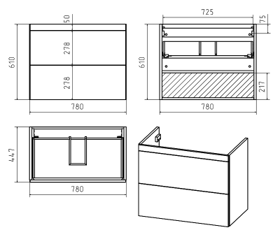 Тумба Атлантик 80 подвесная с раковиной Misty Атлантик 80 Misty фото в интернет-магазине Русалия