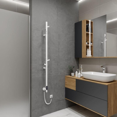 Полотенцесушитель электрический Vincea VTD-1DWE 15х140, белый, таймер фото в интернет-магазине Русалия