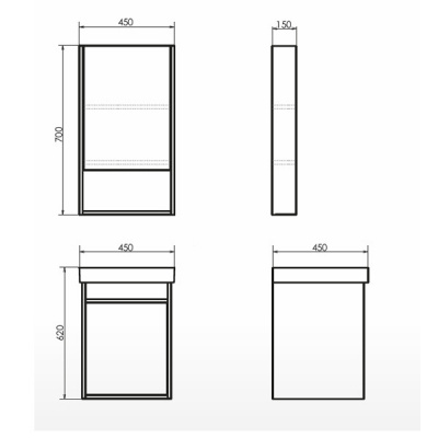 COMFORTY. Зеркало-шкаф "Вена-45" дуб дымчатый фото в интернет-магазине Русалия