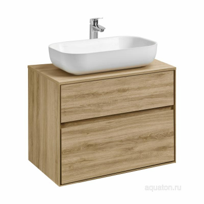 Тумба под раковину AQUATON Либерти 75 2 ящика, дуб эльвезия 1A279501LYC70 фото в интернет-магазине Русалия