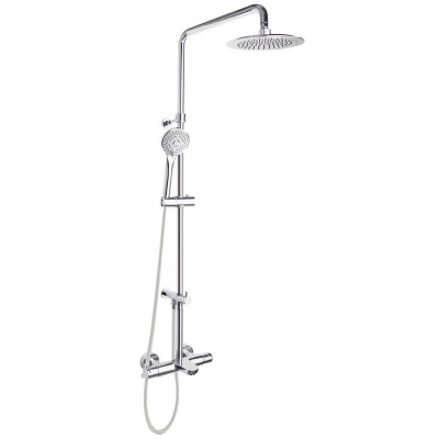 Душевая термостатическая система наружнего монтажа с телескопическим тропическим душем и душевым комплектом с изливом BLAUTHERM 945602RP300 Ramon Soler фото в интернет-магазине Русалия