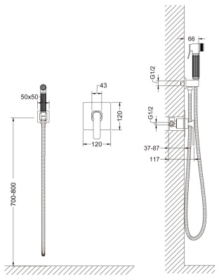 Смеситель встроенный с гигиеническим душем Timo Torne (4389/02SM antique) фото в интернет-магазине Русалия