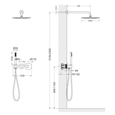 Душевая система встроенная с термостатом Timo Saona (SX-2359/00SM) фото в интернет-магазине Русалия
