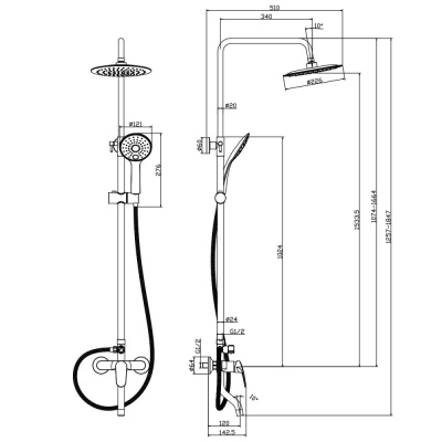 Душевая стстема Rossinka (RS45-46) фото в интернет-магазине Русалия