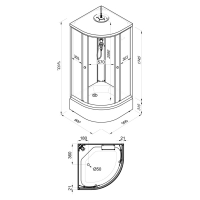 Душевая кабина Вельвет 90*90 А (7 мест+сифон D90) Щ0000063054 Тритон фото в интернет-магазине Русалия